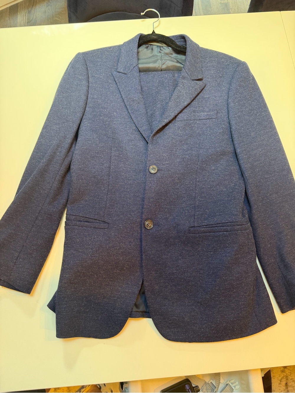 Topman Navy Textured Two-Button Blazer